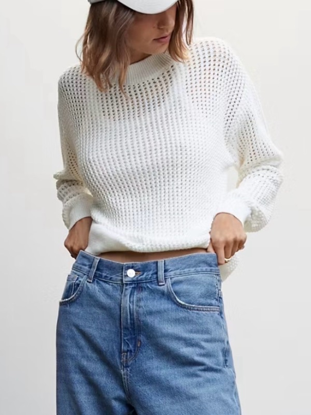 Mango Openwork Knit Sweater